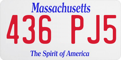 MA license plate 436PJ5