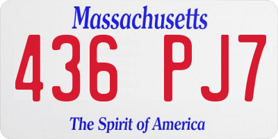 MA license plate 436PJ7