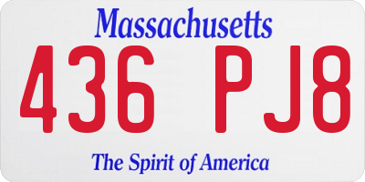 MA license plate 436PJ8