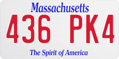 MA license plate 436PK4