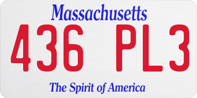MA license plate 436PL3
