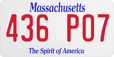 MA license plate 436PO7