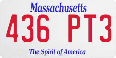 MA license plate 436PT3