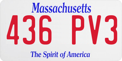 MA license plate 436PV3