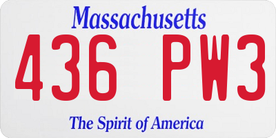 MA license plate 436PW3