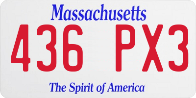 MA license plate 436PX3