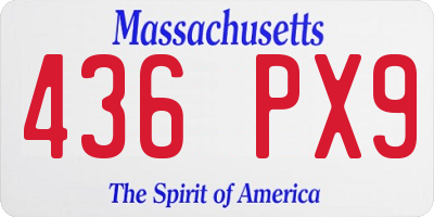 MA license plate 436PX9