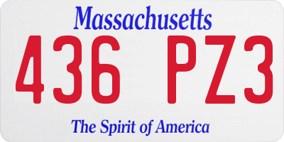 MA license plate 436PZ3