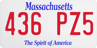 MA license plate 436PZ5