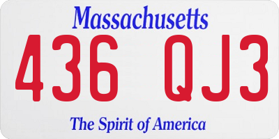 MA license plate 436QJ3