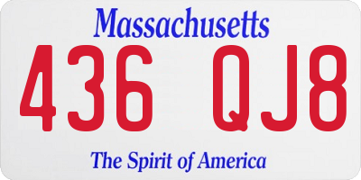 MA license plate 436QJ8
