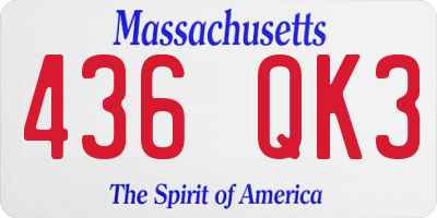 MA license plate 436QK3