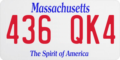 MA license plate 436QK4