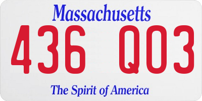 MA license plate 436QO3