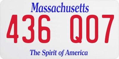 MA license plate 436QO7
