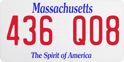 MA license plate 436QO8