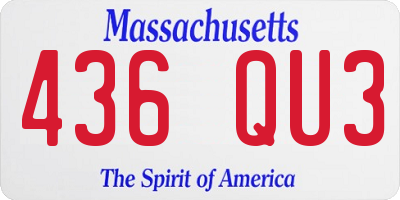 MA license plate 436QU3