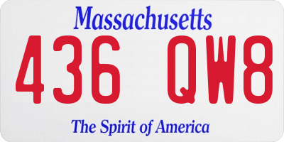 MA license plate 436QW8