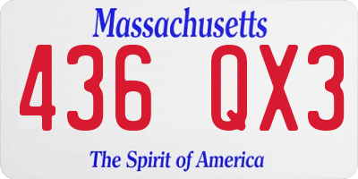 MA license plate 436QX3