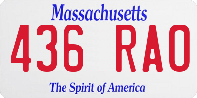 MA license plate 436RA0