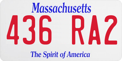 MA license plate 436RA2