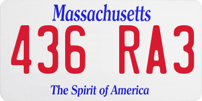 MA license plate 436RA3