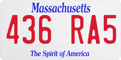 MA license plate 436RA5
