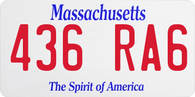 MA license plate 436RA6