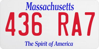 MA license plate 436RA7