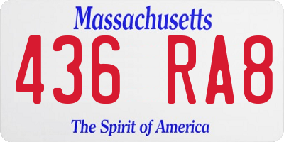 MA license plate 436RA8