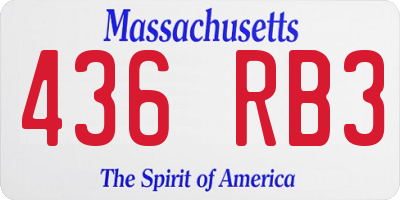 MA license plate 436RB3