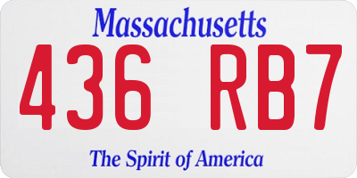 MA license plate 436RB7