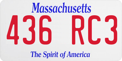 MA license plate 436RC3