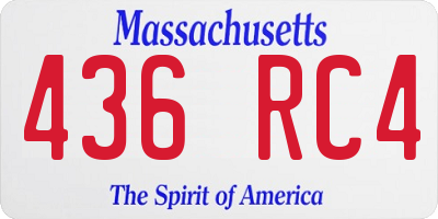 MA license plate 436RC4