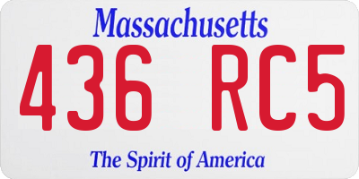 MA license plate 436RC5