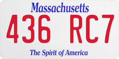 MA license plate 436RC7
