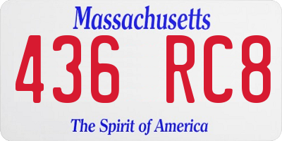 MA license plate 436RC8