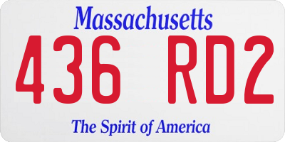 MA license plate 436RD2