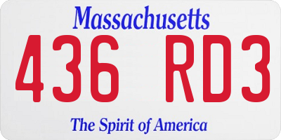 MA license plate 436RD3