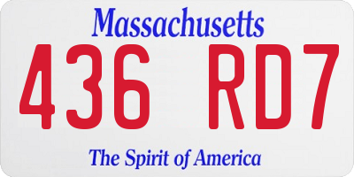 MA license plate 436RD7