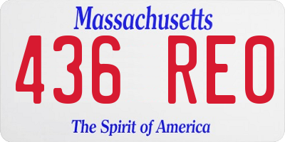 MA license plate 436RE0