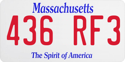 MA license plate 436RF3