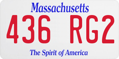 MA license plate 436RG2