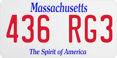 MA license plate 436RG3