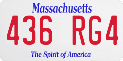 MA license plate 436RG4