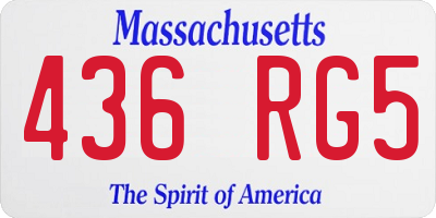 MA license plate 436RG5