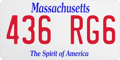 MA license plate 436RG6
