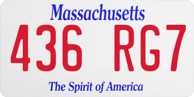 MA license plate 436RG7