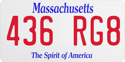 MA license plate 436RG8