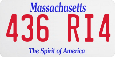 MA license plate 436RI4